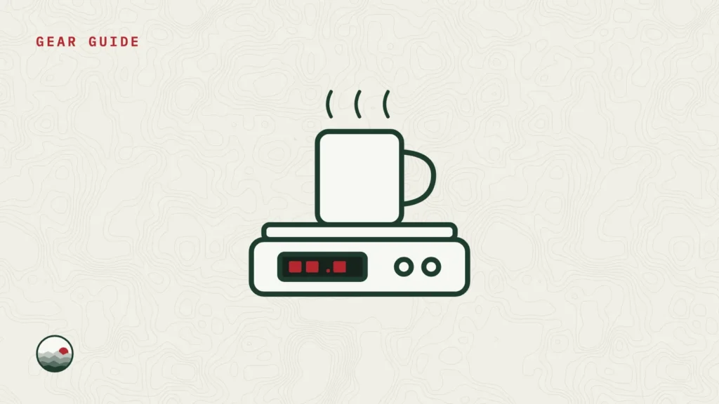 Line drawing of a mug on a coffee scale