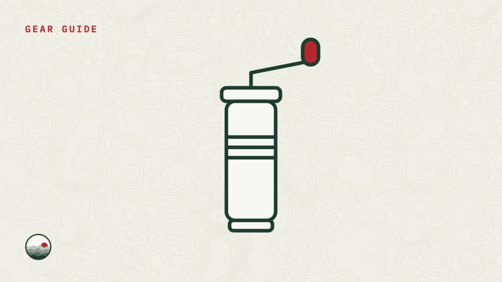 Line drawing of a hand coffee grinder